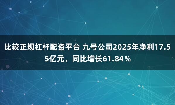比较正规杠杆配资平台 九号公司2025年净利17.55亿元，同比增长61.84％